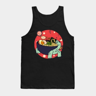 Kawaii Tortoise Eating Ramen Noodles Space Otaku Ramen Bowl Tank Top